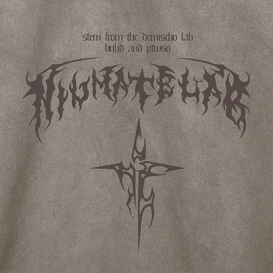 Vintage Cross Graphic Suede Oversized T-Shirt — fit shot