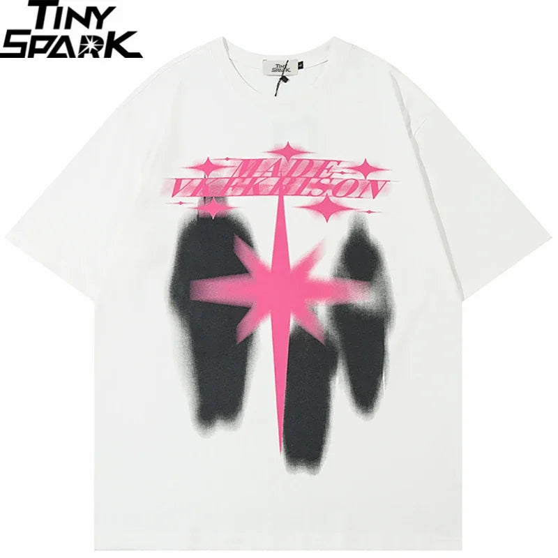 Black Star Shadow Graphic Oversized T-Shirt — fit shot