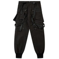 Punk Black Spliced Cargo Pants — fit shot