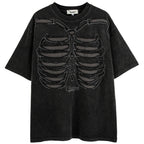 Punk Black Skeleton Ripped Loose T-Shirt — styling shot