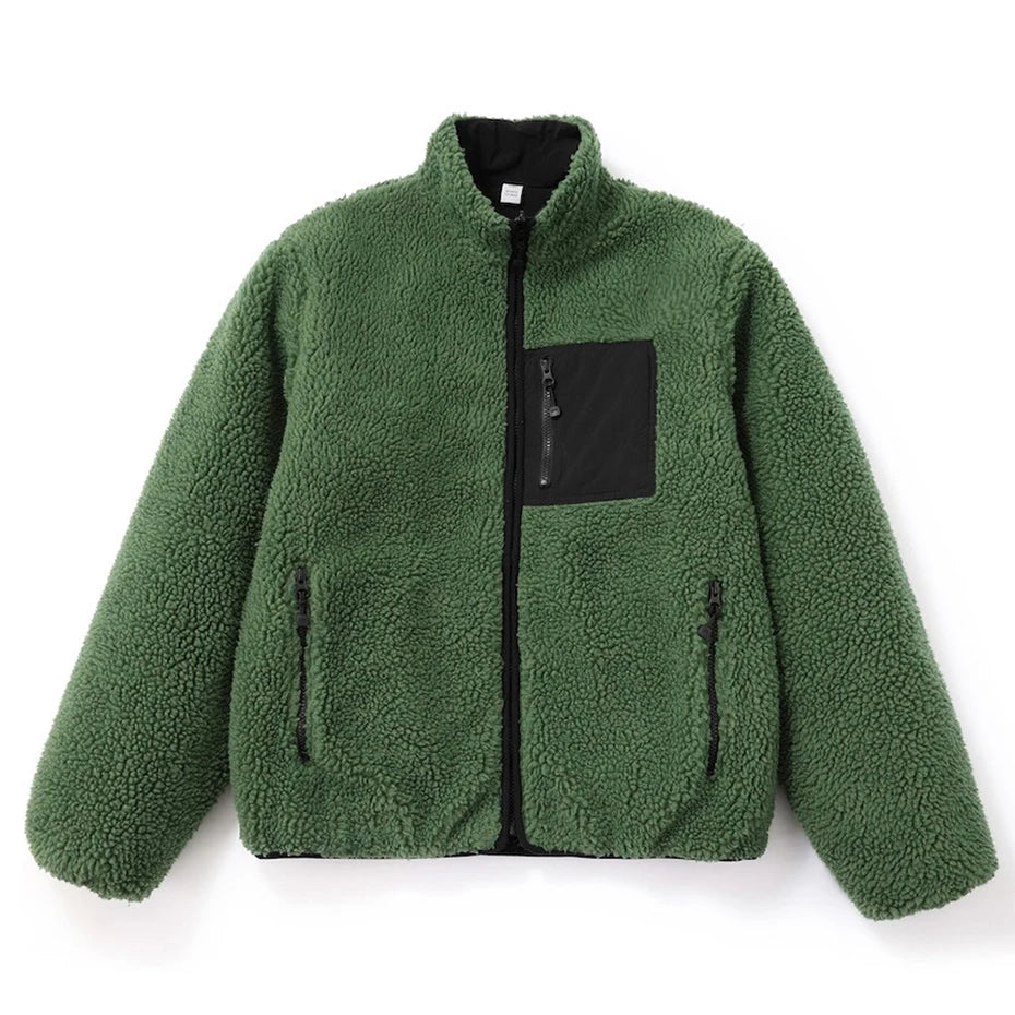 Zip Fleece Oversized Coat — back view
