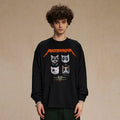 Black Baby Cats Graphic Long Sleeve Tee — front view