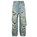 Blue Denim Baggy Ripped Jeans — styling shot