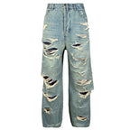 Blue Denim Baggy Ripped Jeans — styling shot