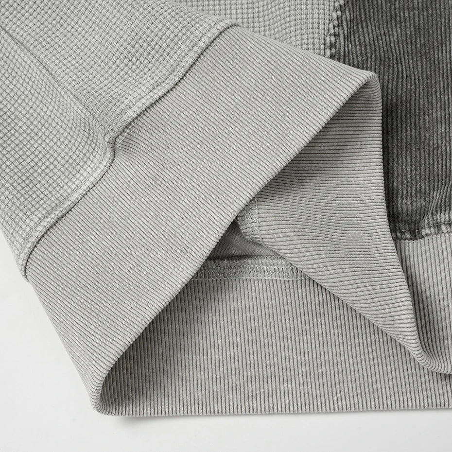 Vintage Color Block Oversized Hoodie — fabric close-up