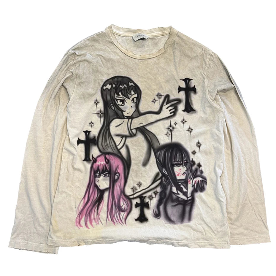 Vintage Anime Graphic Oversized T-Shirt — fit shot