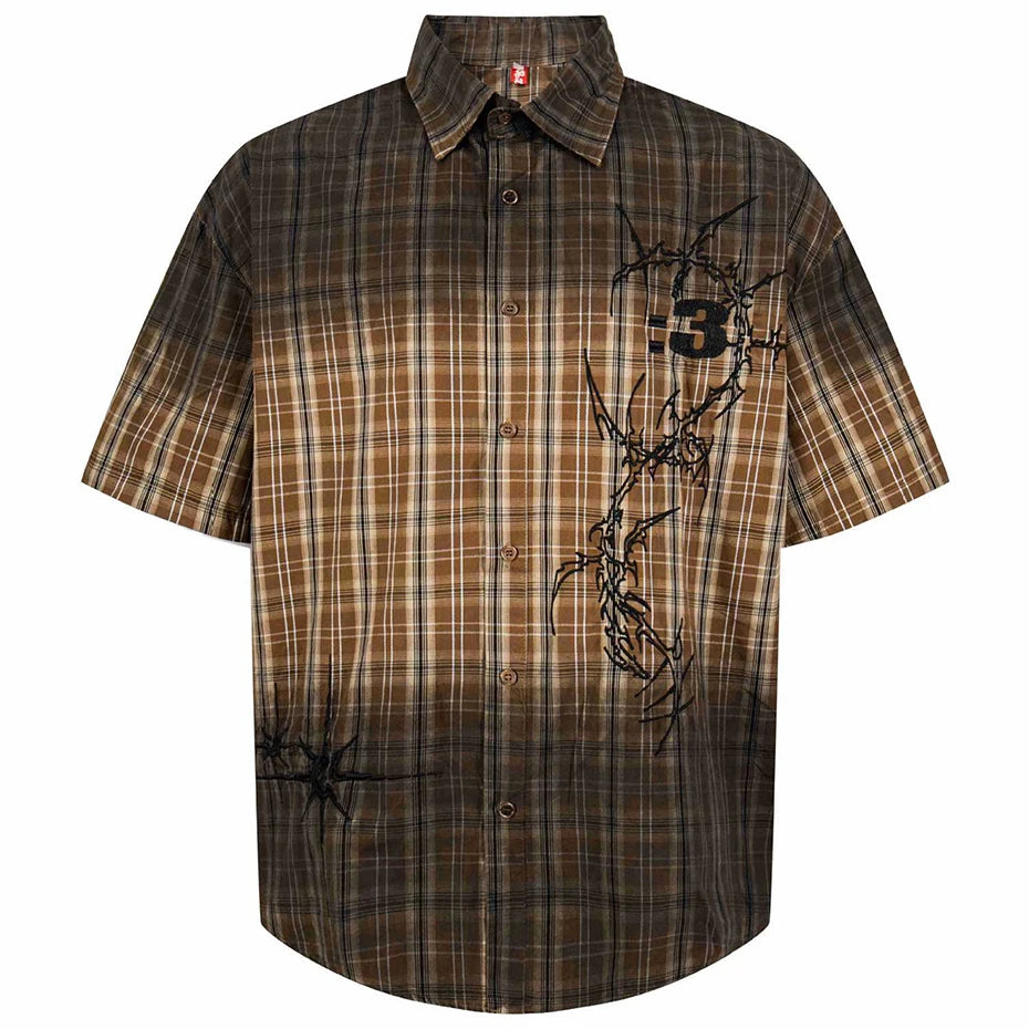Vintage Plaid Embroidered Shirt — styling shot