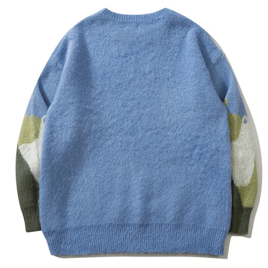Black Cat Graphic Knit Oversized Sweater — detail shot