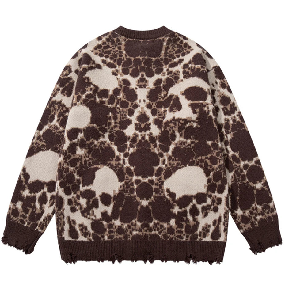Goth Skull Car Graphic Knit Oversized Sweater — detail shot