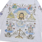 Retro Beige Cross Graphic T-Shirt — fit shot