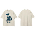 Beige Dog Graphic T-Shirt — fit shot