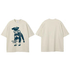 Beige Dog Graphic T-Shirt — fit shot