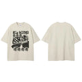 Grunge Beige Skull Graphic T-Shirt — side view