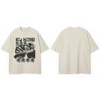 Grunge Beige Skull Graphic T-Shirt — side view
