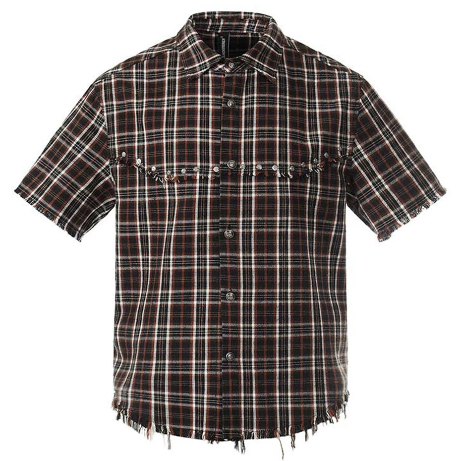 Vintage Plaid Patchwork Oversized Shirt — styling shot