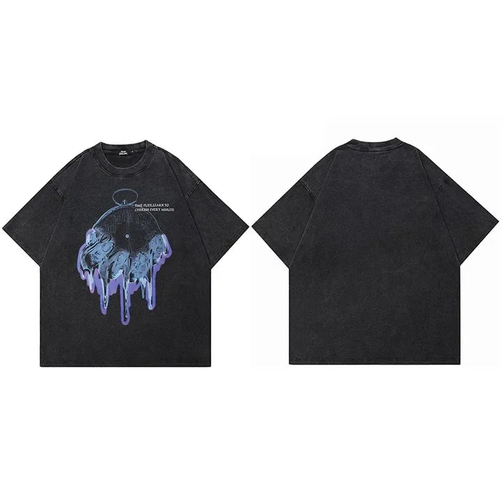 Time Vintage Black Washed T-Shirt — styling shot