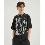 Retro Black Human Shadow Washed T-Shirt — back view