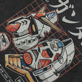 Black Anime Cartoon Faded T-Shirt — front view