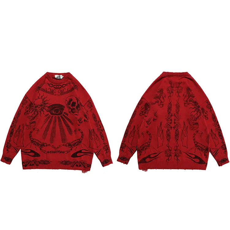 Rose Eye Print Knit Sweater — fit shot