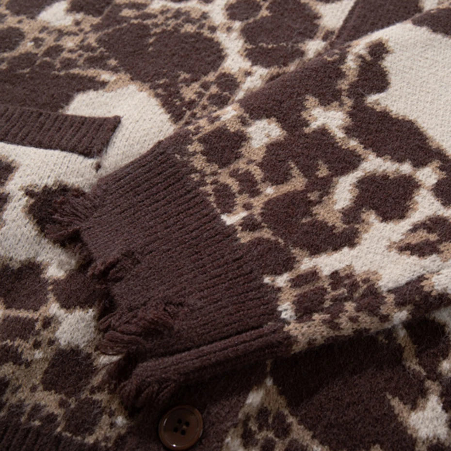 Goth Skull Car Graphic Knit Oversized Sweater — fabric close-up