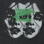 Vintage Retro Black Double Faces Washed T-Shirt — front view