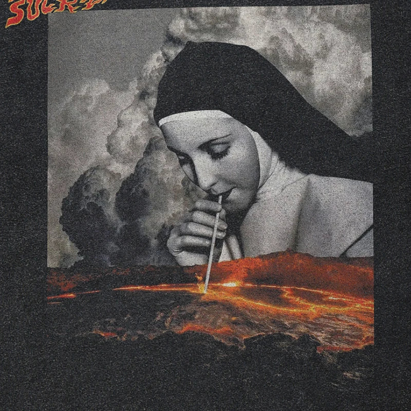Vintage Retro Black Washed T-Shirt — back view