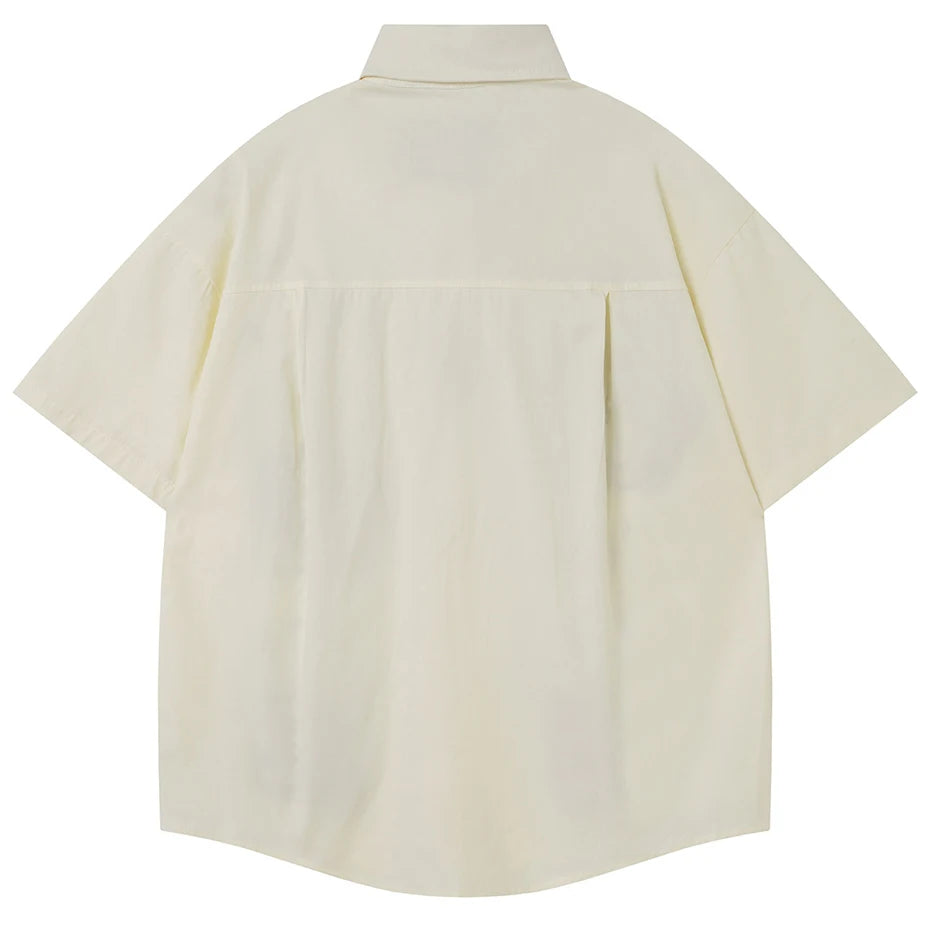 Funny Vintage Cat Embroidered Oversized Shirt — front view