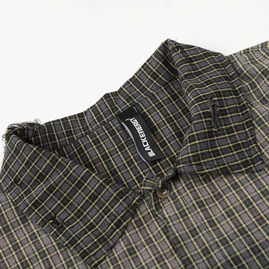 Vintage Plaid Washed Oversized Shirt — back view