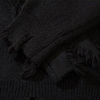 Goth Black Skull Ripped Knit Oversized Sweater — fit shot