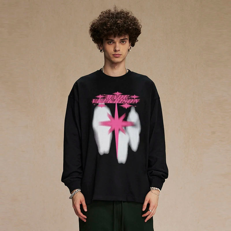 Freak Black Shadow Graphic Long Sleeve Tee — front view