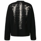 Black Skeleton Graphic Oversized Long Sleeve Tee — front view