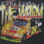 Retro Black Racing Car Washed T-Shirt — back view