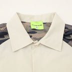 Camouflage Patchwork Oversized Shirt — fit shot