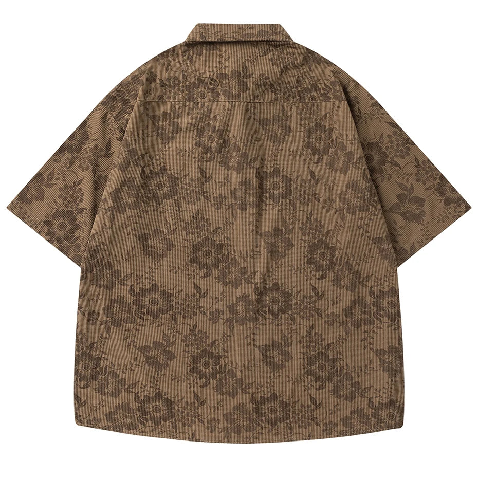 Vintage Flower Graphic Loose Shirt — front view