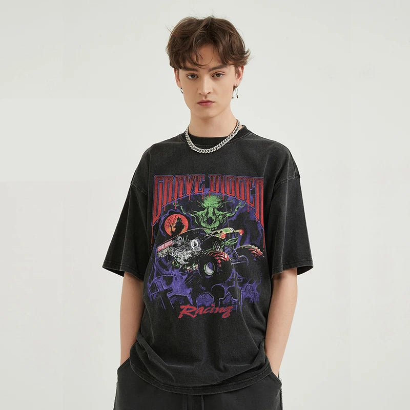 Y2K Black Washed T-Shirt — front view
