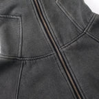 Vintage Mask Zip Oversized Coat — detail shot