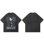 Letters Retro Black Washed T-Shirt — side view