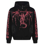 Hooded Vintage Zip Oversized Jacket — back view