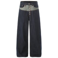 Y2K Patchwork Denim Baggy Jeans — fabric close-up