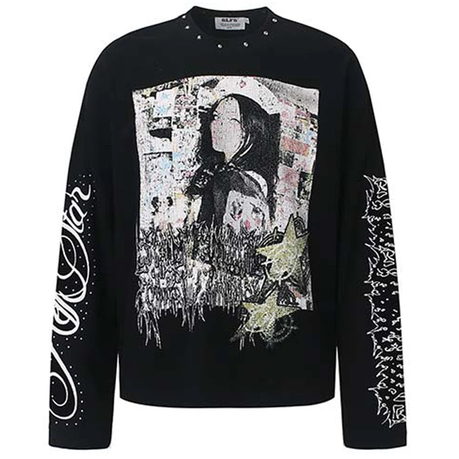 Shirts Y2K Graphic Loose Long Sleeve Tee — styling shot