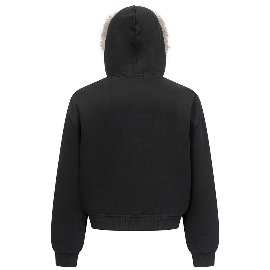 Collar Fur Oversized Jacket — front view