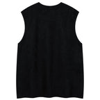 Rivet Vintage Embroidered Suede Loose Vest — front view