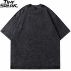 Vintage Black Mask Graphic Loose T-Shirt — back view