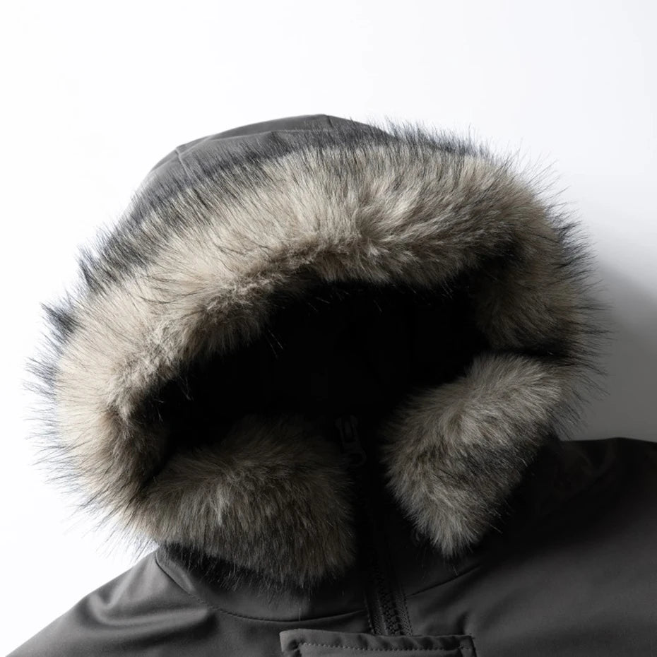 White Padded Fur Loose Puffer Jacket — fit shot