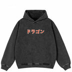 Retro Black Skull Graphic Hoodie — fit shot