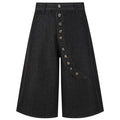 Y2K Wide Leg Denim Shorts — fabric close-up