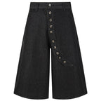 Y2K Wide Leg Denim Shorts — fabric close-up