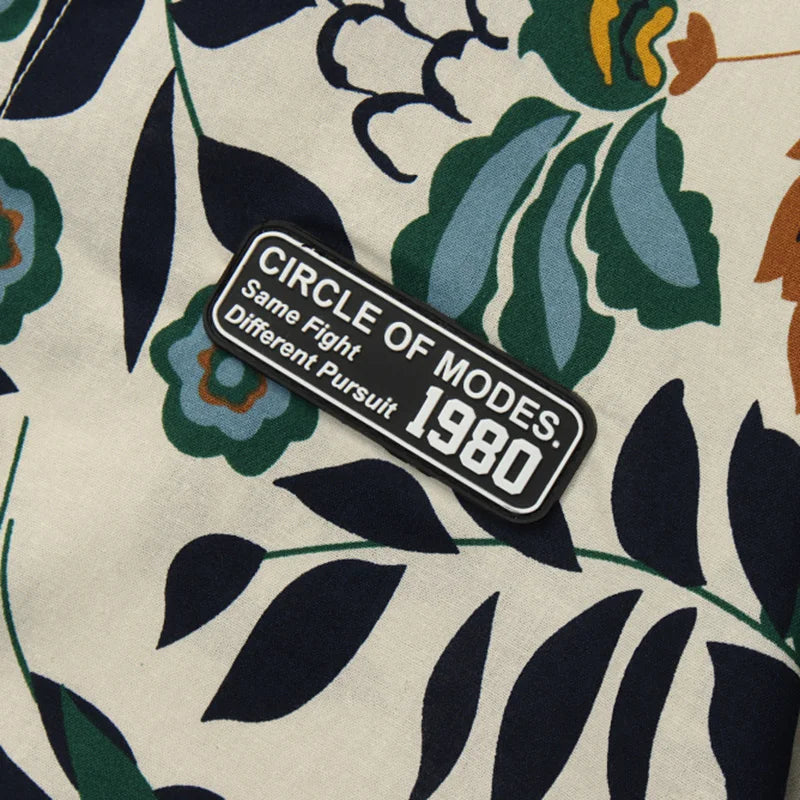 Painted Plant Print Hawaiian Shirt — front view