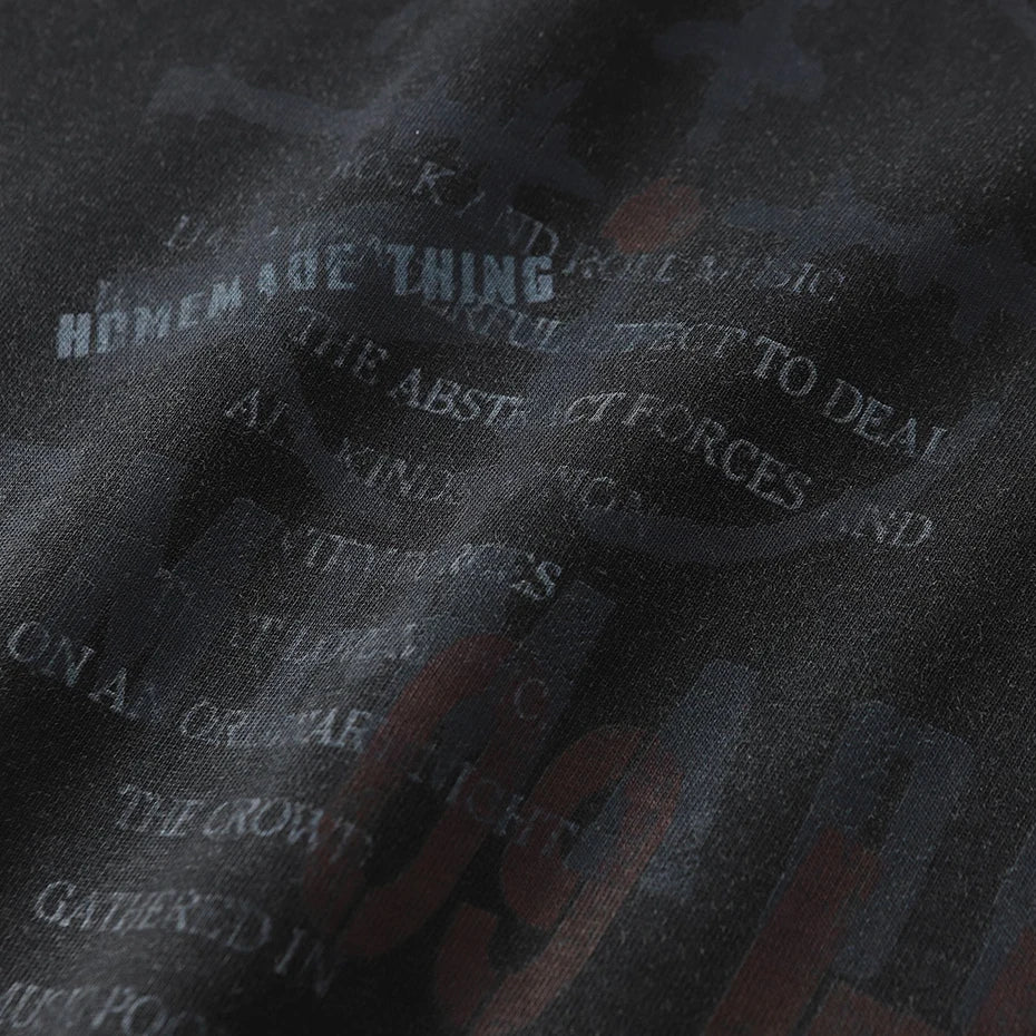 Vintage Camouflage Patchwork Long Sleeve Tee — detail shot