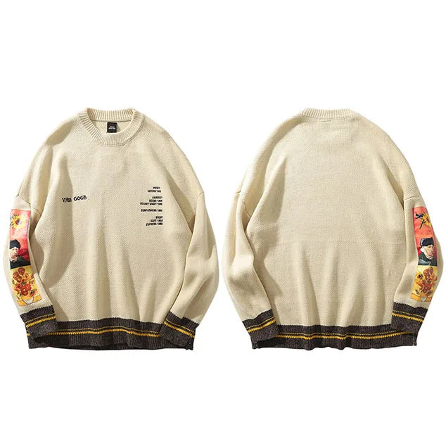 Retro Embroidered Knit Sweater — fabric close-up